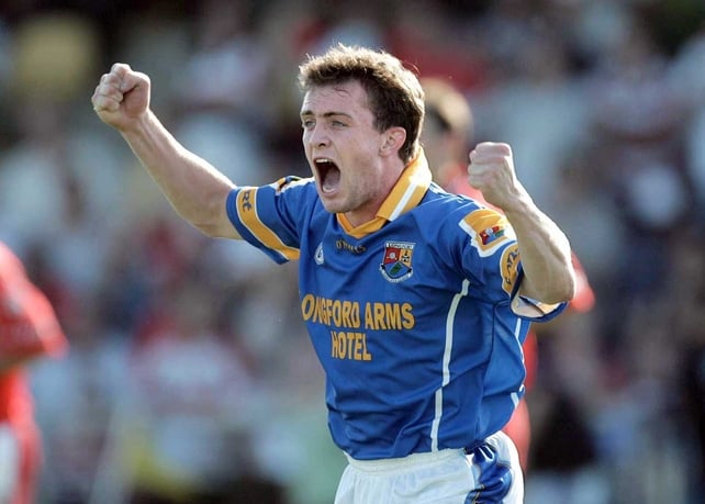 Longford's David Barden celebrates at the final whistle