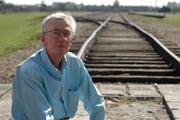 Presenter Cathal O’Shannon on location in Auschwitz.