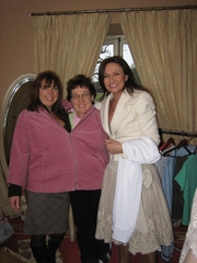 Makeover candidate Liz with friend Vera and stylist Celia Holman-Lee