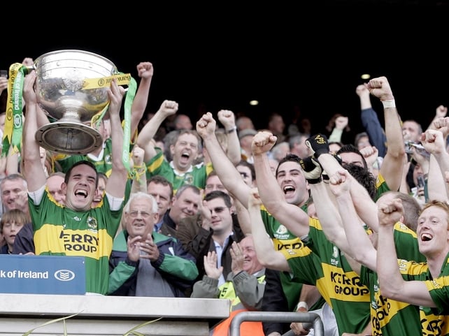 Kerry captain Declan O'Sullivan lifts the Sam Maguire Cup