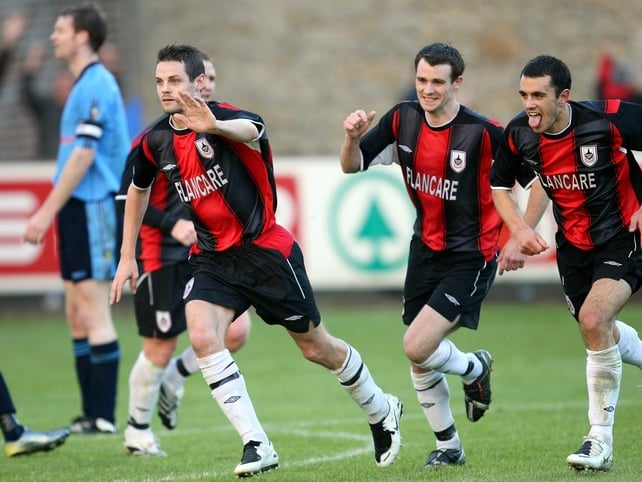 Robbie Martin celebrates the goal that puts his side into the FAI Cup final