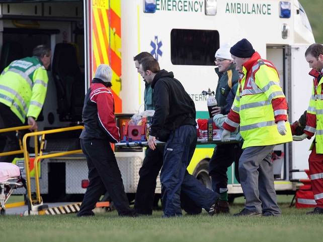 Tyrone's Aidan McCarron was taken to hospital during the first half