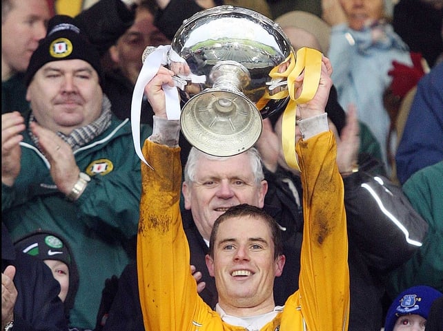 Sean Delargy raises the Walsh Cup
