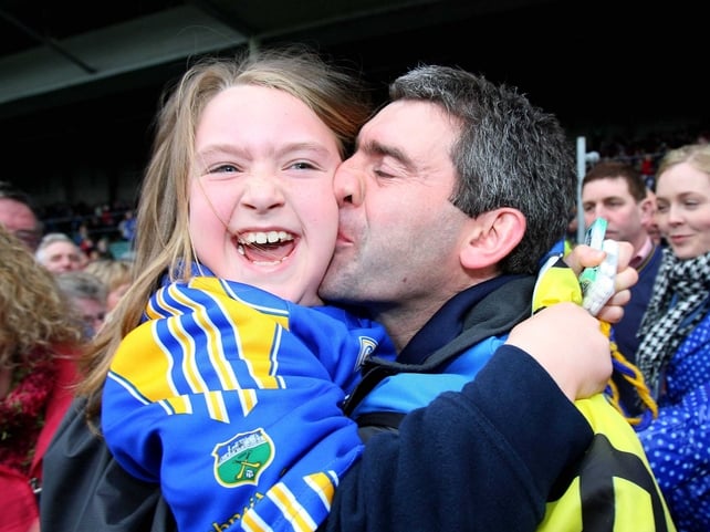 Liam Sheedy celebrates Tipp's success with his daughter