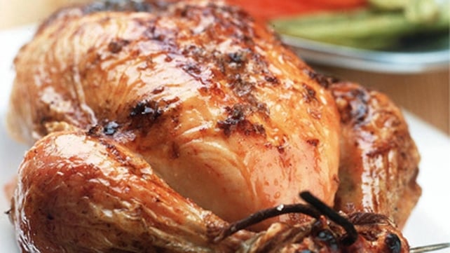 Asian Spiced Pan Roast chicken served with a Warm Chicken Salad and Rice Cake Patties Asian Spiced Pan Roast chicken served with a Warm Chicken Salad and Rice Cake Patties