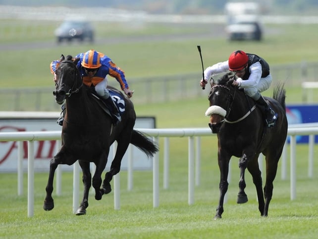 Halfway to Heaven (left) took the Sun Chariot Stakes at Newmarket