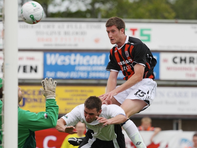 Jason McGuinness' header put Bohs 3-0 up against Rhyl on Saturday afternoon