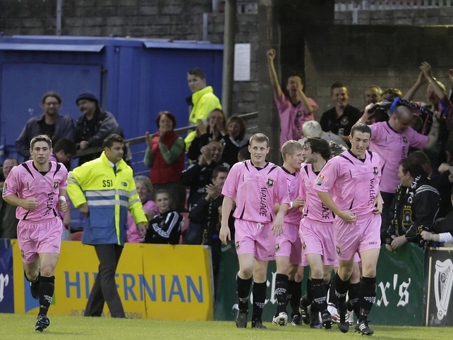 Wexford Youths celebrate what proved to be the winning goal