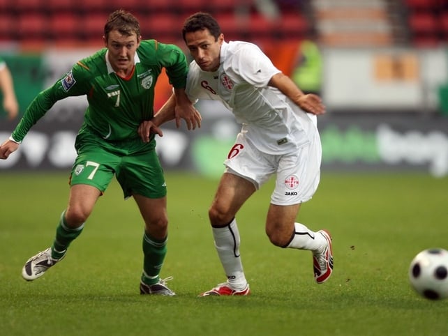 Aiden McGeady gave Georgia's George Shashiashvili a torrid time in the first half