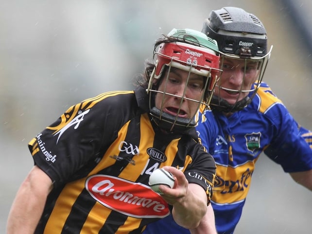 Tipperary's Tom Stapleton attempts to prise possession from John Mulhall of Kilkenny