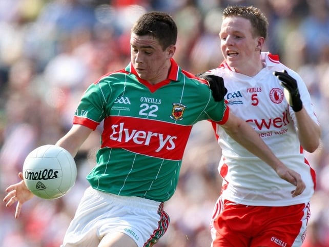 Mayo's Kieran Charlton and Tyrone's Stephen McRory in action during the drawn Minor match