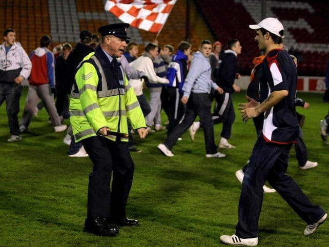 Some Shels fans invaded the pitch after the end of the game