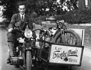 Stanley Woods Forgotten Hero:Stanley on his advertising bike