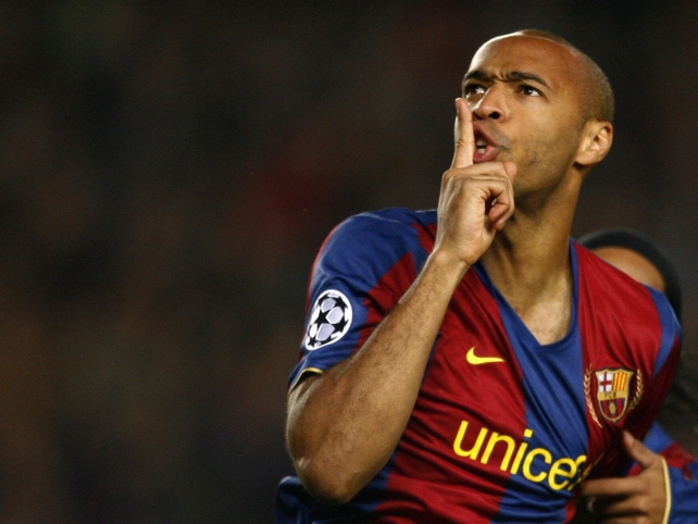 Fans' favourite Thierry Henry has some non-verbal advice for Emmanuel Adebayor