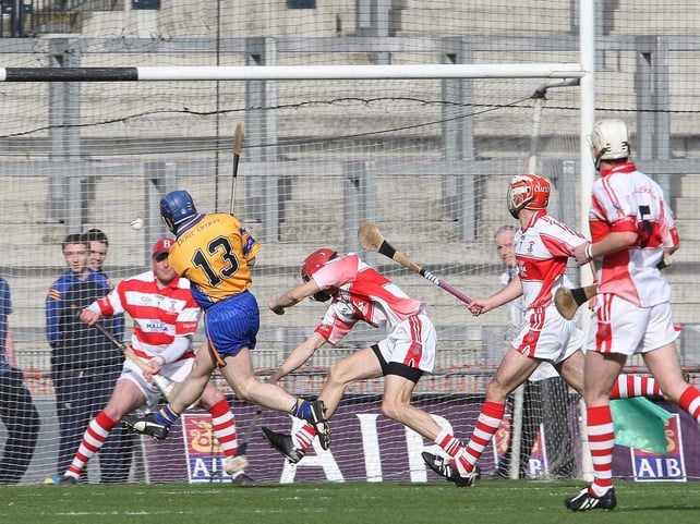 Damien Hayes rattles in his second goal for the 2009 champions