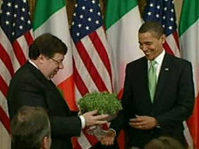 Cowen & Obama - St Patrick's Day shamrock gift Cowen & Obama - St Patrick's Day shamrock gift