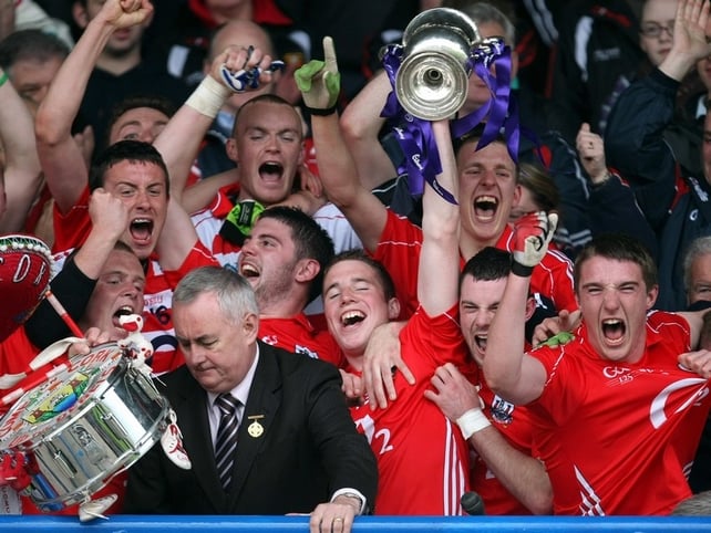 Cork captain Colm O'Neill with the Clarke Cup