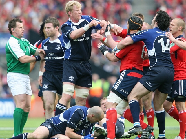 Quinlan and Leinster's Leo Cullen clash at Croke Park after the incident