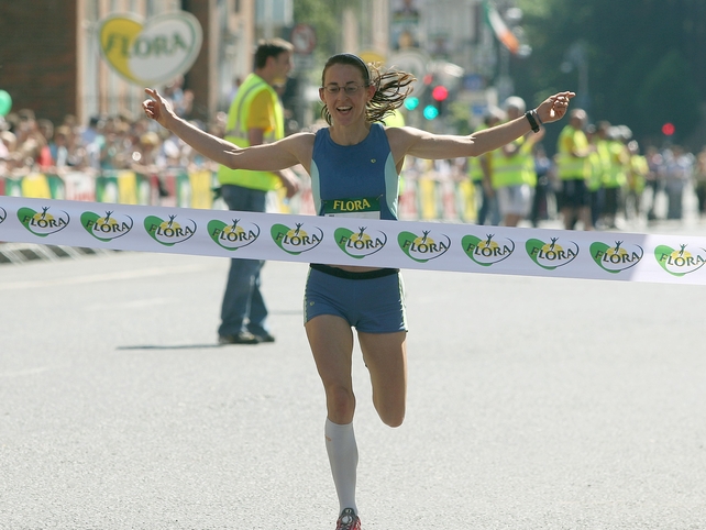 Rosemary Ryan crosses the winning line