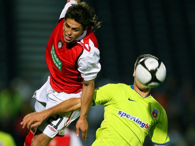 Ryan Guy in action for St Pat's against Steaua Bucharest at the RDS on Thursday night