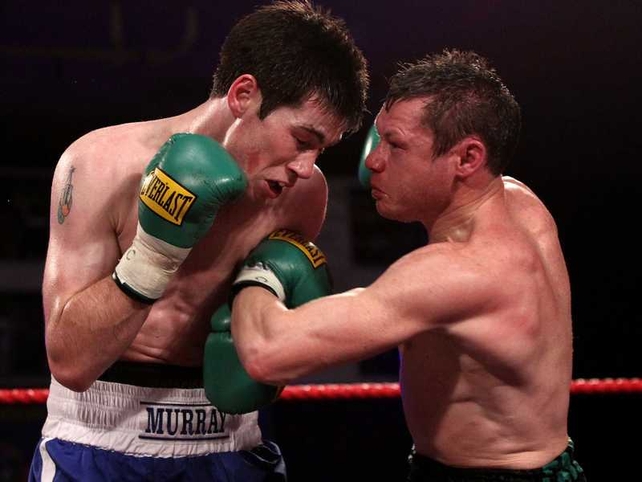 Oisin Fagan and Andy Murray in action last night
