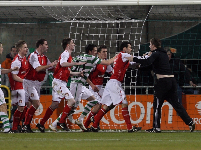 He was eventually removed from the pitch and the game continued