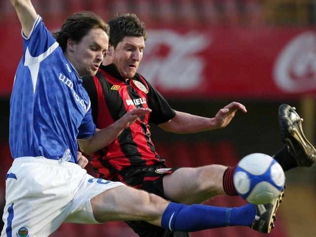 Linfield's Paul Munster and Ken Oman of Bohemians