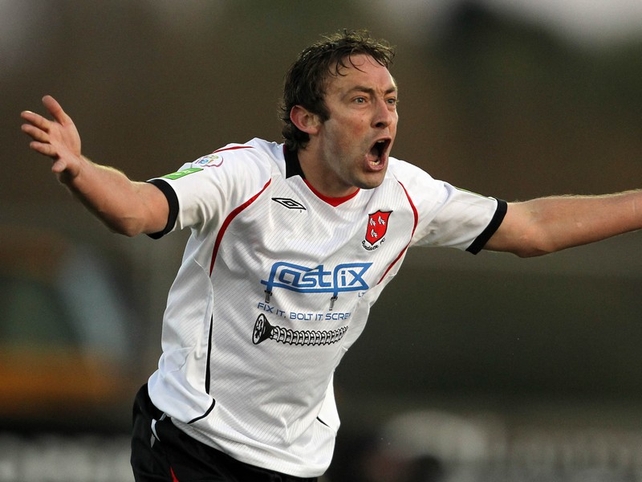 JJ Melligan celebrates scoring Dundalk's second goal