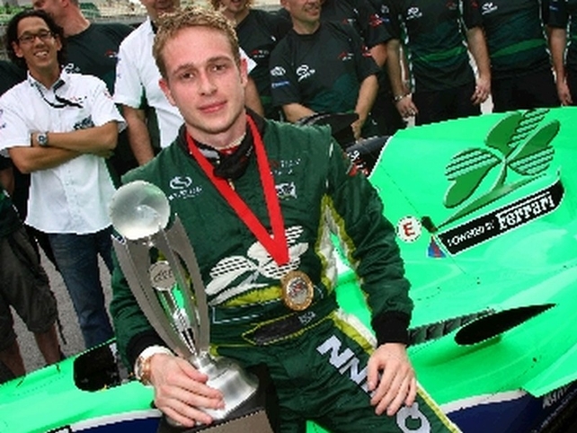 Adam Carroll with his A1 Grand Prix Trophy
