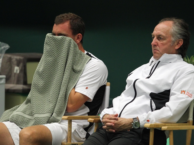 Ireland's Davis Cup team endured a tough evening at the Fitzwilliam Lawn Tennis Club