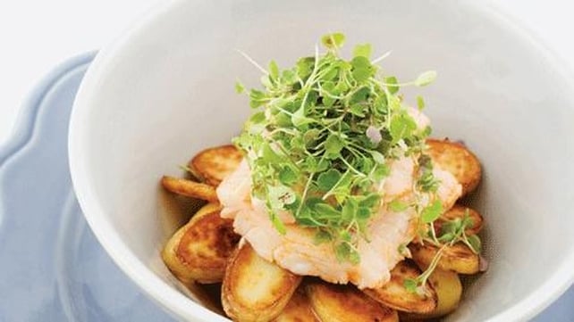 Fresh Haddock Braised in Cider with Potato, Rocket and Cress Fresh Haddock Braised in Cider with Potato, Rocket and Cress