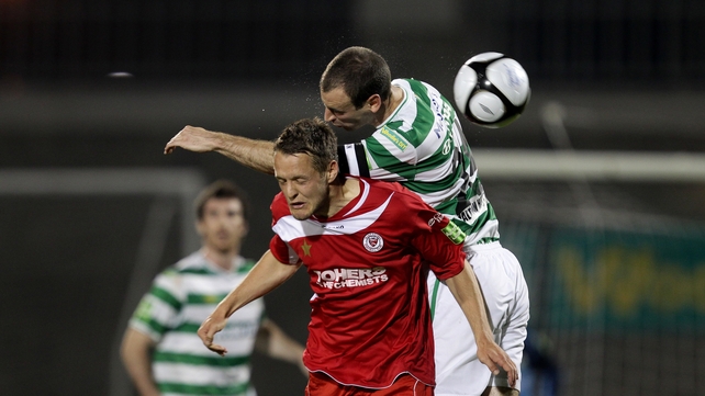 Shamrock Rovers' Dan Murray and Matthew Blinkhorn of Sligo Rovers in action during an entertaining clash at Tallaght Stadium
