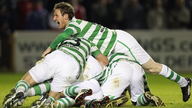 Shamrock Rovers celebrate Chris Turner's winner