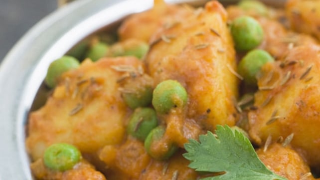 Aloo Tikki with Spiced Peas and Sweet and Sour Yoghurt Aloo Tikki with Spiced Peas and Sweet and Sour Yoghurt