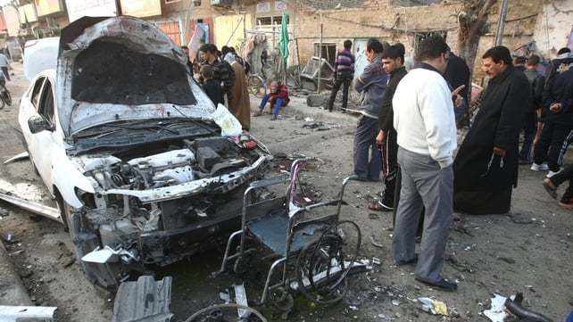 Baghdad - Mourners had gathered for funeral when bomb exploded Baghdad - Mourners had gathered for funeral when bomb exploded