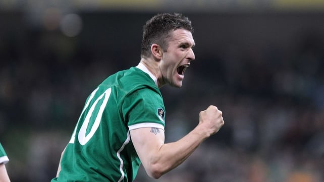 Robbie Keane celebrates his crucial strike