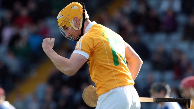 Simon McCrory - Celebrates scoring Antrim's only goal in the win over Laois