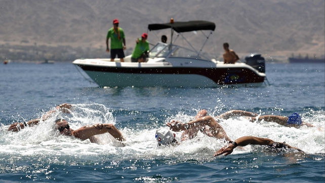 Chris Bryan stayed in touch with the main group throughout the 10k race around the Barcelona harbour