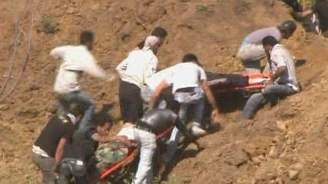 Golan Heights - Casualties carried away on stretchers Golan Heights - Casualties carried away on stretchers