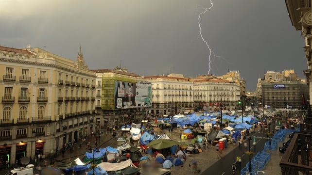 Protesters dismantled their camp at Puerta del Sol on Sunday Protesters dismantled their camp at Puerta del Sol on Sunday