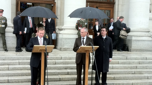 Enda Kenny and Herman Van Rompuy - Spoke outside Government Buildings Enda Kenny and Herman Van Rompuy - Spoke outside Government Buildings