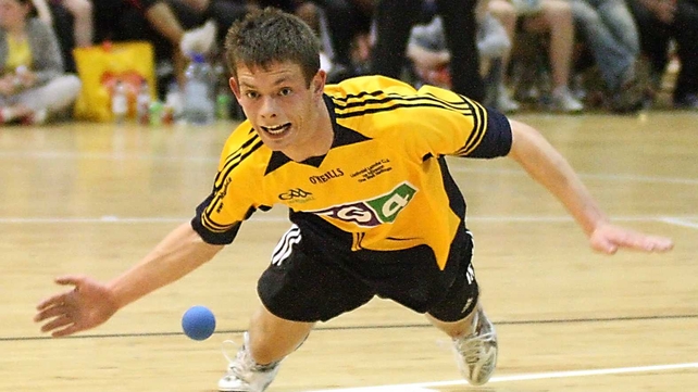 Handball Nationals - Cork's Killian Carroll dives for a ball during the Under-18 final