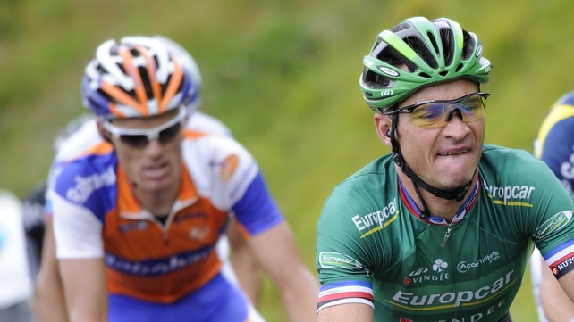 Luis Leon Sanchez won stage nine of the Tour de France, while Thomas Voeckler assumed the race leader's yellow jersey