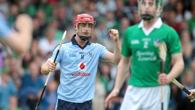 Ryan O'Dwyer celebrates his second goal - The centre-forward was Dublin's first-half hero