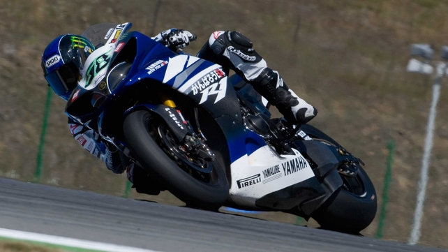 Eugene Laverty broke a bone in his hand in what he called a "Big ole crash"