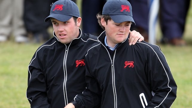 Paul Cutler (left) & Alan Dunbar - The Irish pair got special praise from captain Nigel Edwards after GB&I secured the Walker Cup