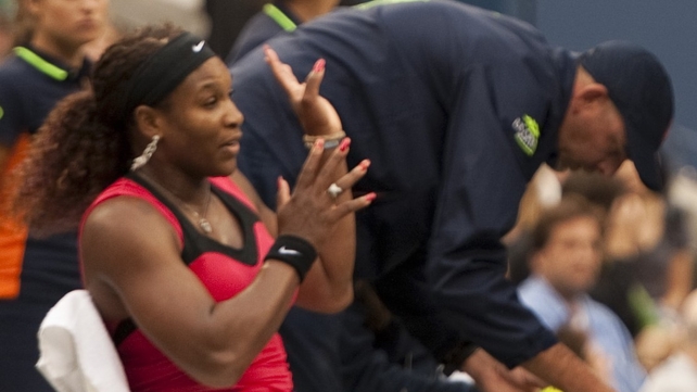 Serena Williams - Gesticulates to the out-of-shot- umpire during her US Open final defeat
