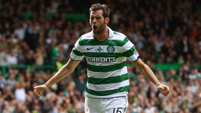 Joe Ledley opened the scoring for Celtic, who ran riot against 10-man Dundee