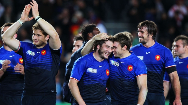 England 12-19 France - The French players celebrate their RWC quarter-final win
