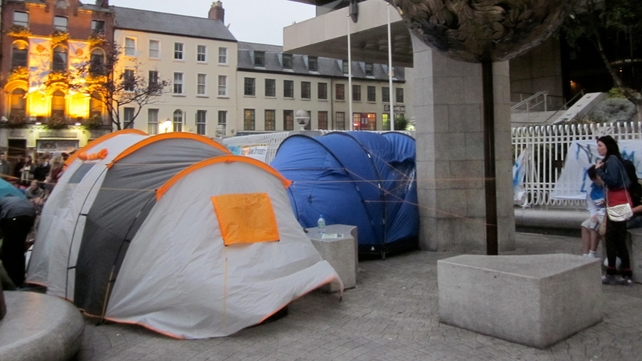 Organisers of protest on Dame Street have appealed for donations Organisers of protest on Dame Street have appealed for donations